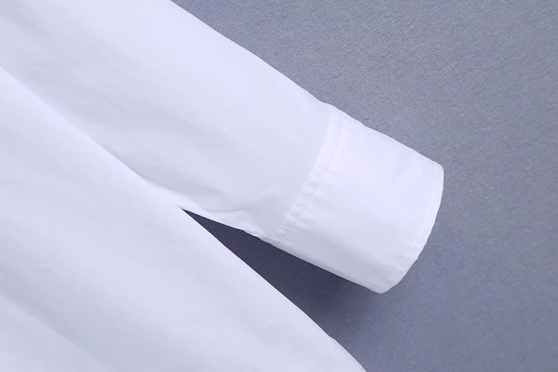 Fashion White Woven Button-down Lapel Shirt,Tank Tops & Camis