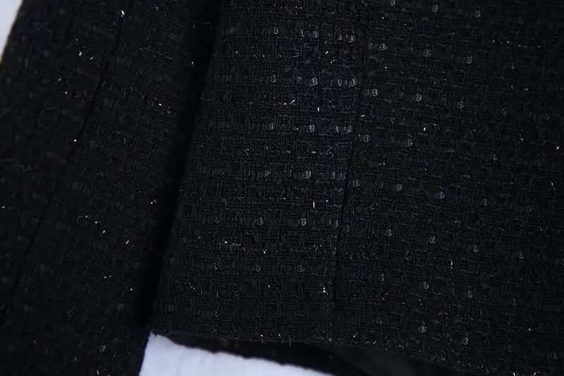 Fashion Black Textured One-button Cropped Blazer,Coat-Jacket