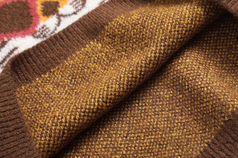 Fashion Brown Geometric Tiger Print Knitted Sweater,Sweater