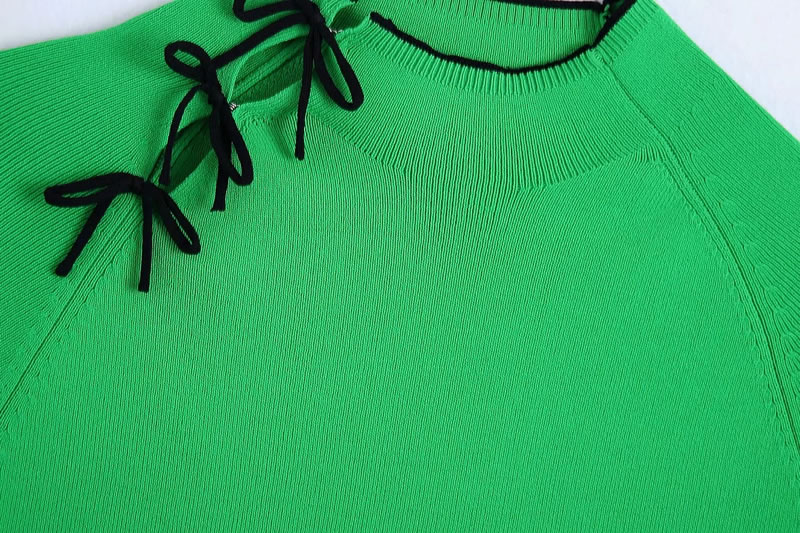 Fashion Green Bow Tie Knitted Sweater,Tank Tops & Camis
