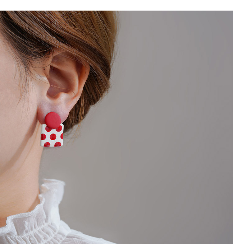 Fashion Khaki Polka Dots Alloy Polka Dot Square Stud Earrings,Stud Earrings