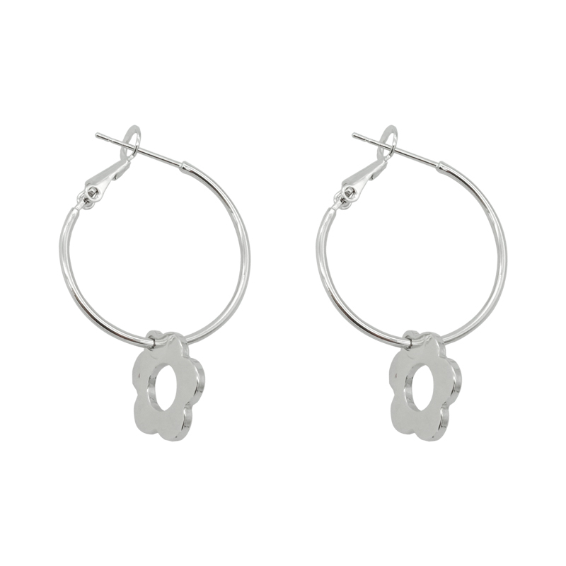 Fashion Silver Alloy Flower Earrings,Hoop Earrings