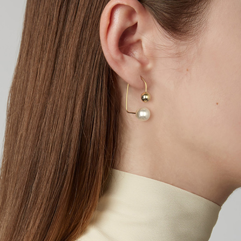 Fashion Gold Alloy Pearl Geometric Stud Earrings,Stud Earrings