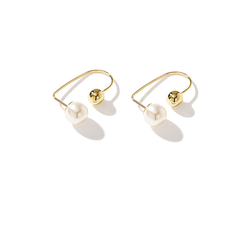 Fashion Gold Alloy Pearl Geometric Stud Earrings,Stud Earrings