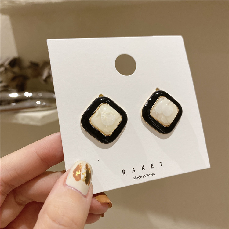 Fashion Black Alloy Geometric Square Stud Earrings,Stud Earrings