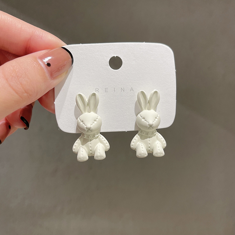 Fashion White Alloy Rabbit Stud Earrings,Stud Earrings