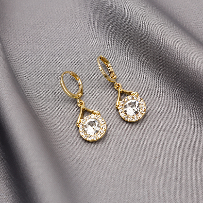 Fashion Gold Alloy Diamond Geometric Earrings,Hoop Earrings