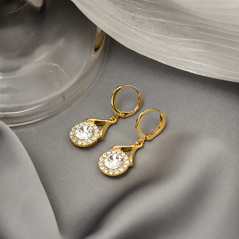 Fashion Gold Alloy Diamond Geometric Earrings,Hoop Earrings