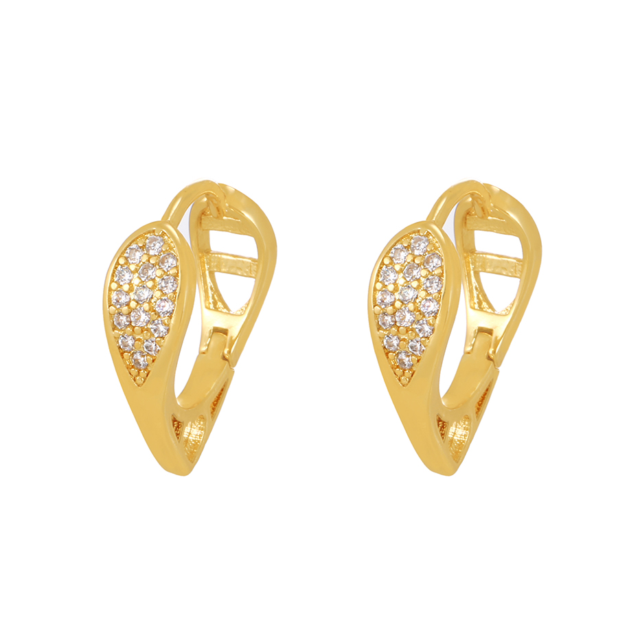 Fashion Gold-2 Brass Inlaid Zirconium Irregular Earrings,Earrings