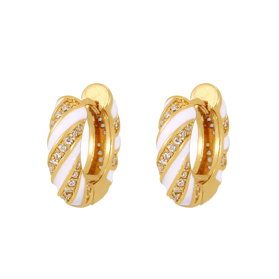 Fashion White Brass Inlaid Zirconium Drip Oil Thread Earrings,Earrings