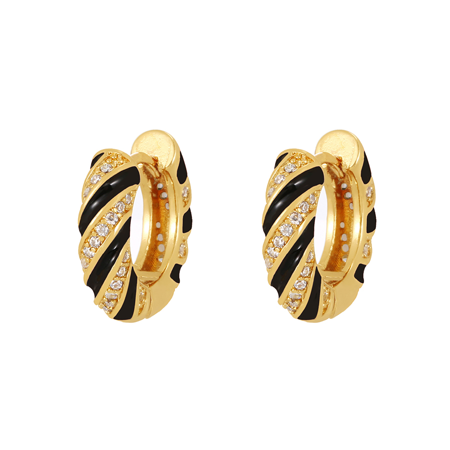 Fashion Black Brass Inlaid Zirconium Drip Oil Thread Earrings,Earrings