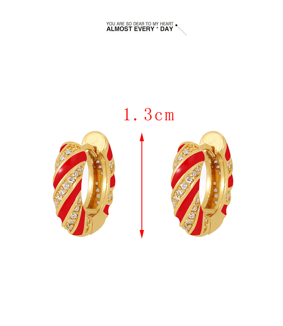 Fashion Red Brass Inlaid Zirconium Drip Oil Thread Earrings,Earrings
