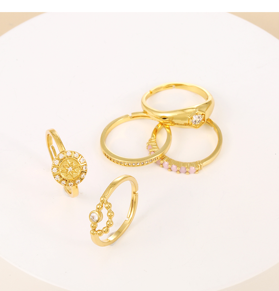 Fashion Gold-3 Copper Set Zirconium Irregular Ring,Rings