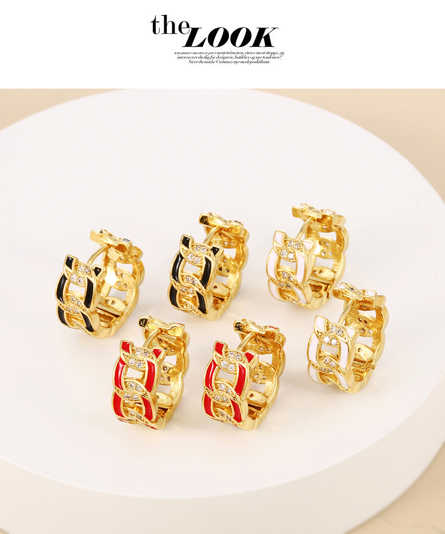 Fashion Red Brass Inlaid Zirconium Oil Drop Irregular Earrings,Earrings