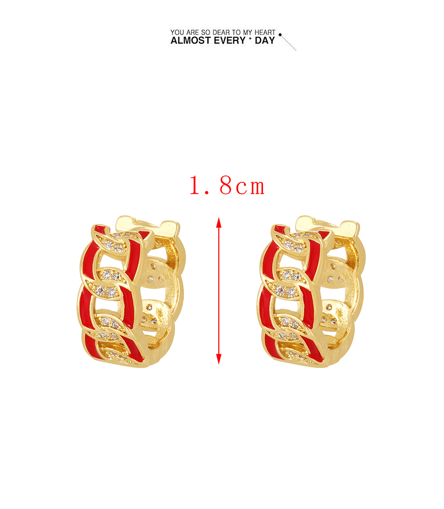 Fashion Red Brass Inlaid Zirconium Oil Drop Irregular Earrings,Earrings