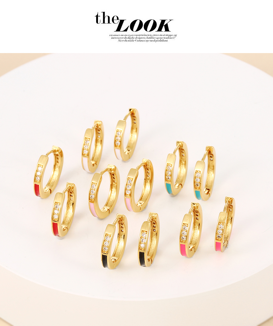 Fashion Red Brass Inlaid Zirconium Oil Drop Earrings,Earrings