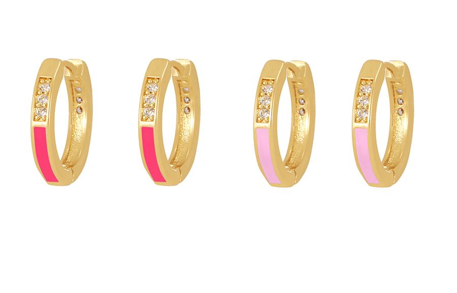 Fashion Pink Brass Inlaid Zirconium Oil Drop Earrings,Earrings