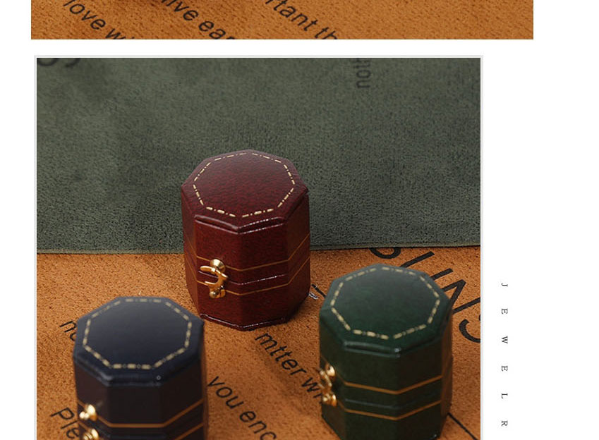 Fashion Maroon Square Ring Box (with Outer Box) Leather-filled Octagonal Portable Ring Storage Box,Jewelry Packaging & Displays