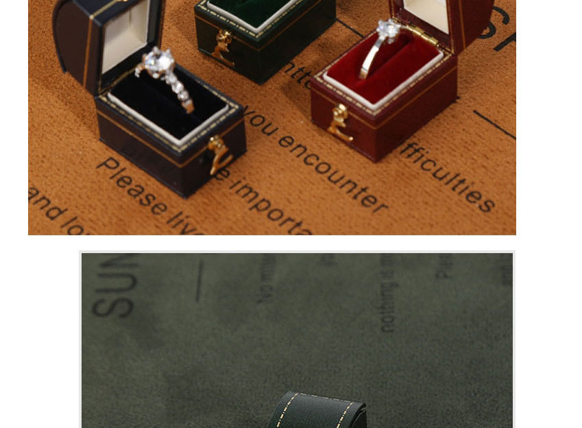 Fashion Maroon Square Ring Box (with Outer Box) Leather-filled Octagonal Portable Ring Storage Box,Jewelry Packaging & Displays