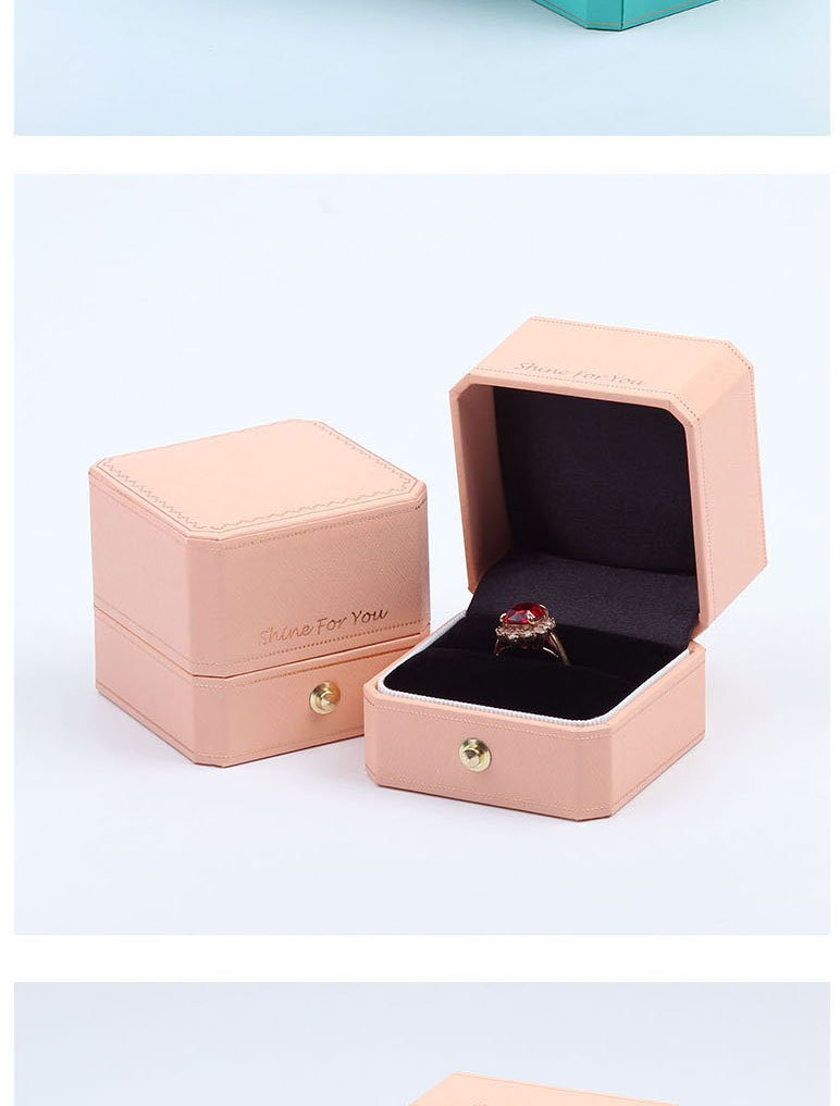 Fashion Mint Green Ring Box Leather-filled Octagonal Jewelry Box,Jewelry Packaging & Displays