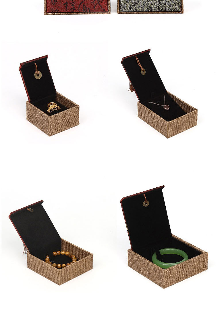 Fashion Green Hemp Calligraphy Tassel Box 24*6*3.7 Bracelet Box Long Chain Linen Tassel Jewelry Box,Jewelry Packaging & Displays