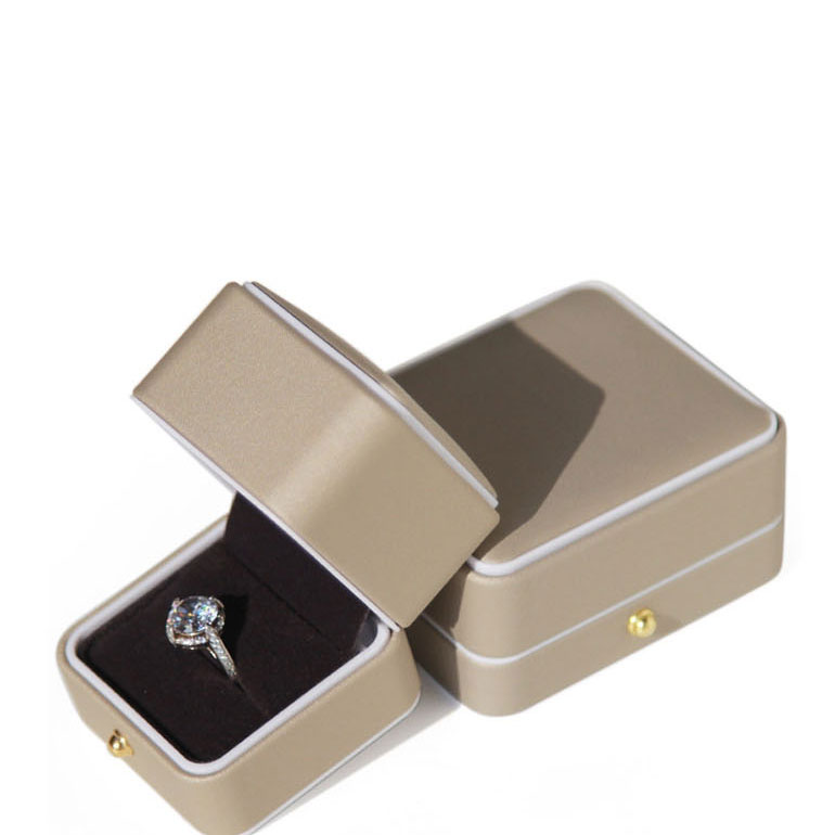Fashion No. 1 Light Gold Ring Box Round Corner Pu Snap Jewelry Box,Jewelry Packaging & Displays