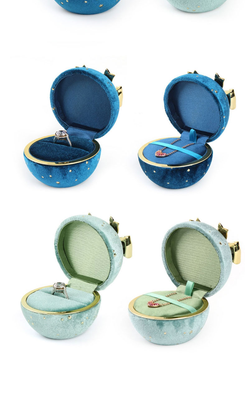 Fashion Turquoise Ring Box Round Gypsophila Bow Corduroy Ornament Box,Jewelry Packaging & Displays