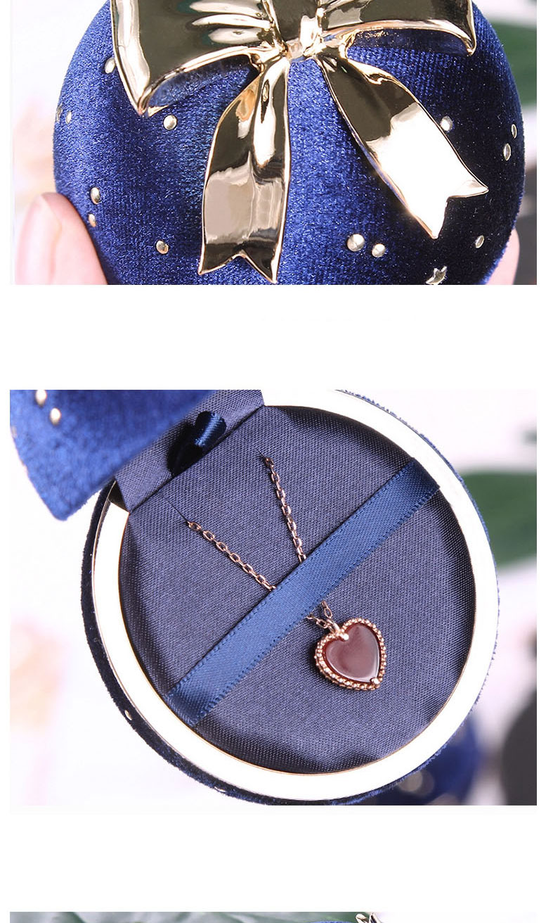 Fashion Blue Ring Box Round Gypsophila Bow Corduroy Ornament Box,Jewelry Packaging & Displays