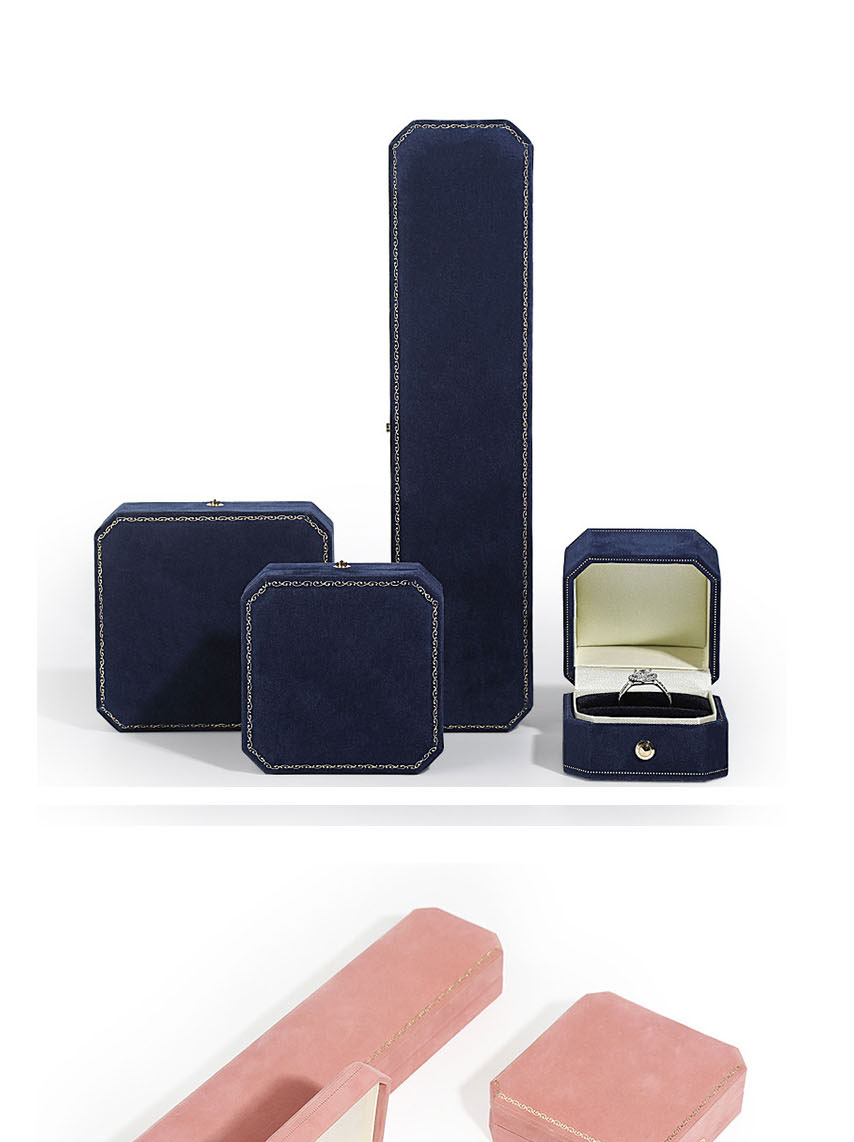Fashion Lace Italian Blue Ring Box Octagonal Flannel Jewelry Storage Box,Jewelry Packaging & Displays