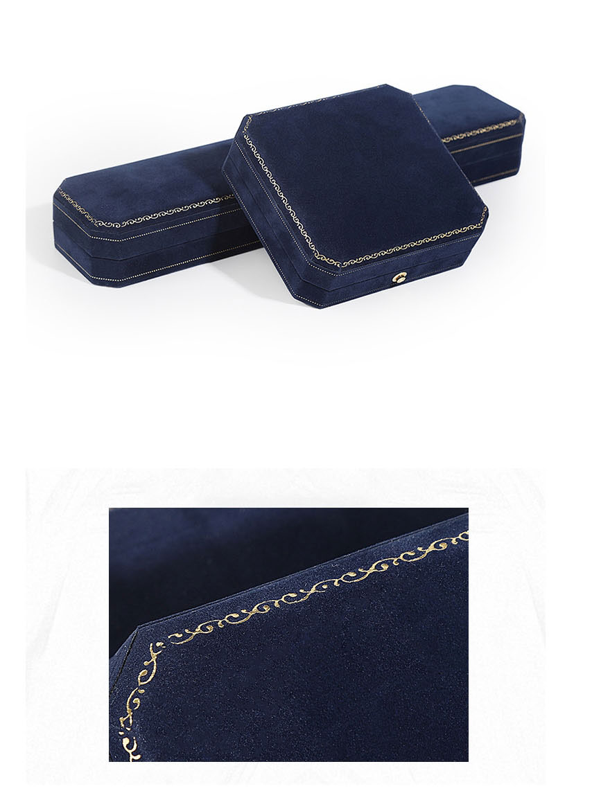 Fashion Lace Italian Blue Ring Box Octagonal Flannel Jewelry Storage Box,Jewelry Packaging & Displays