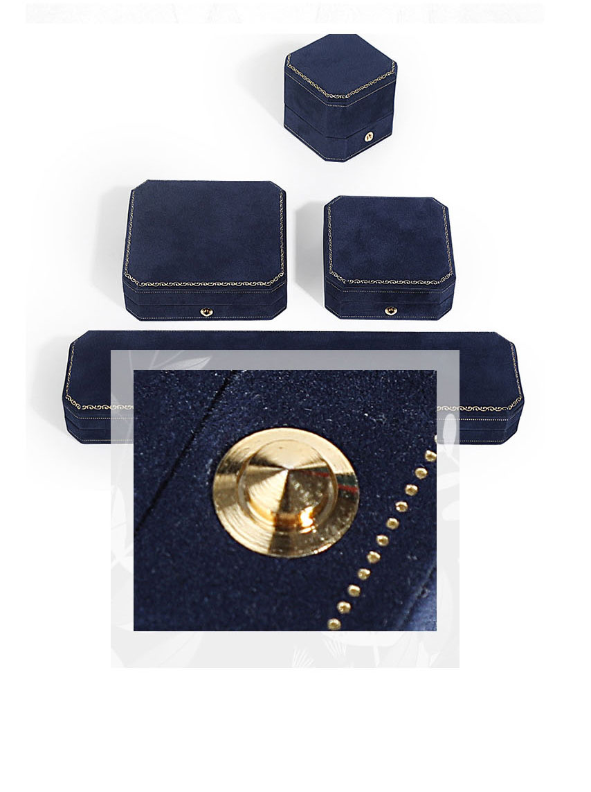 Fashion Lace Italian Blue Sleeve Chain Box Octagonal Flannel Jewelry Storage Box,Jewelry Packaging & Displays