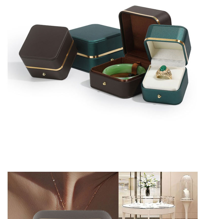 Fashion Brown Watch Bracelet Box Rounded Gold Edge Jewelry Storage Box,Jewelry Packaging & Displays