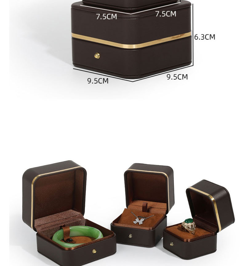 Fashion Brown Watch Bracelet Box Rounded Gold Edge Jewelry Storage Box,Jewelry Packaging & Displays
