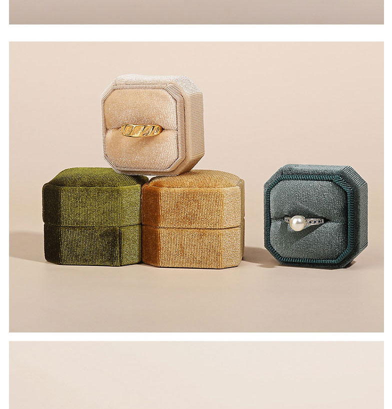 Fashion Beige Single Ring Box Octagonal Corduroy Ornament Storage Box,Jewelry Packaging & Displays