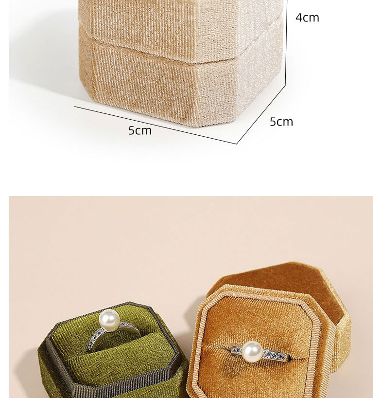 Fashion Beige Single Ring Box Octagonal Corduroy Ornament Storage Box,Jewelry Packaging & Displays