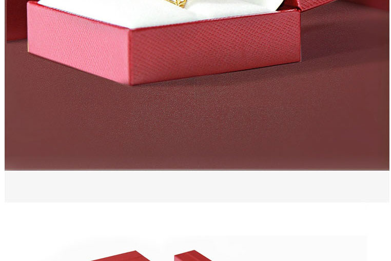 Fashion No. 1 Outer Red And Inner White Ring Box (oblique Pattern) Oblique Pattern Leather Paper Straight Edge Right Angle Jewelry Storage Box,Jewelry Packaging & Displays