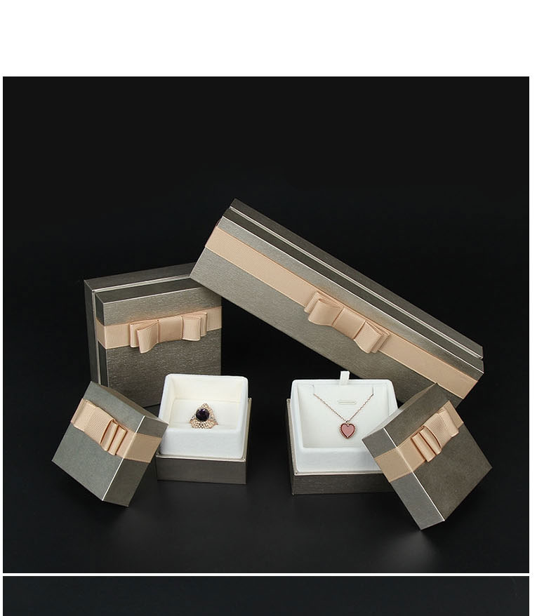 Fashion Tiandi Cover Plastic Box Golden Ring Box Square Jewelry Storage Box With Bow Knot Lid,Jewelry Packaging & Displays