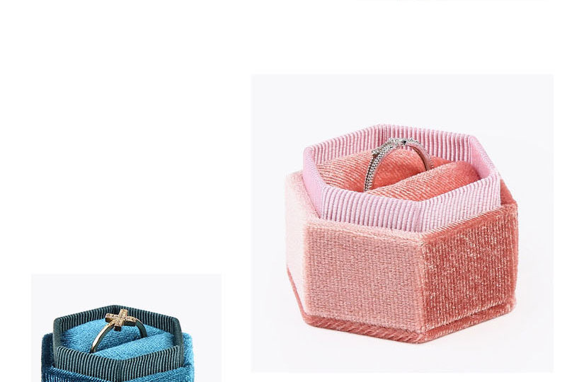 Fashion Light Pink Small Ring Box Small Hexagon Flannel Ornament Storage Box,Jewelry Packaging & Displays