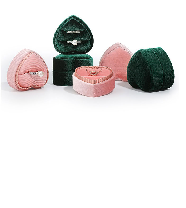 Fashion Pink Ring Box Heart Corduroy Jewelry Organizer,Jewelry Packaging & Displays