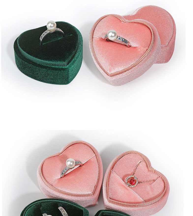 Fashion Pink Single Ring Box Heart Corduroy Jewelry Organizer,Jewelry Packaging & Displays