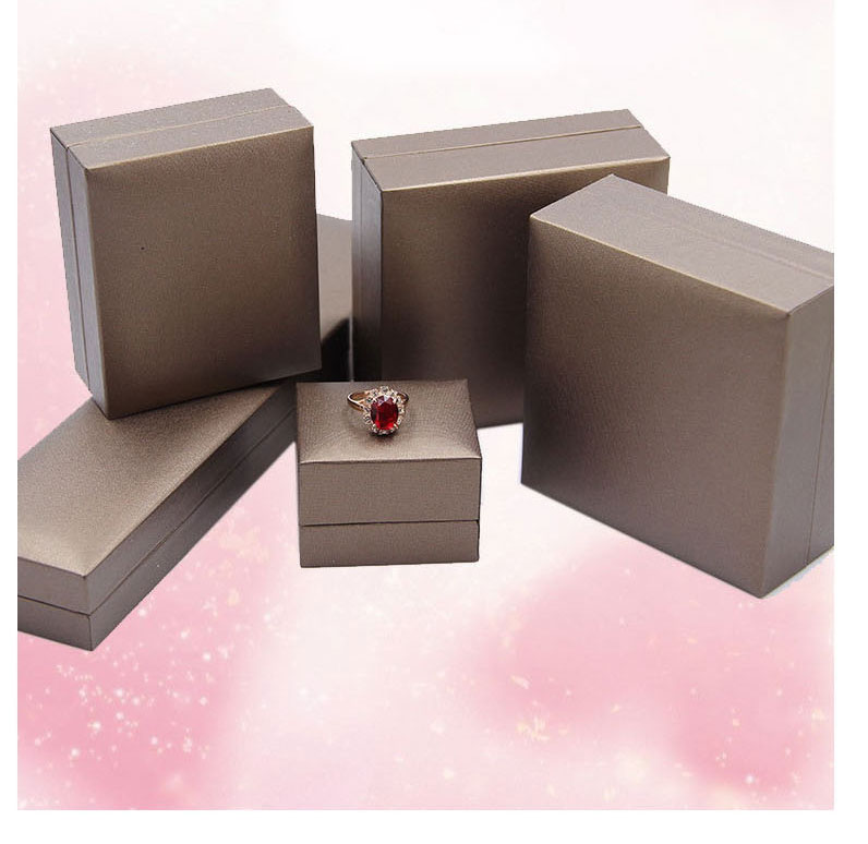 Fashion Gold Coffee Color Right Angle Ear Stud Box Leather Paper Square Flip Jewelry Storage Box,Jewelry Packaging & Displays