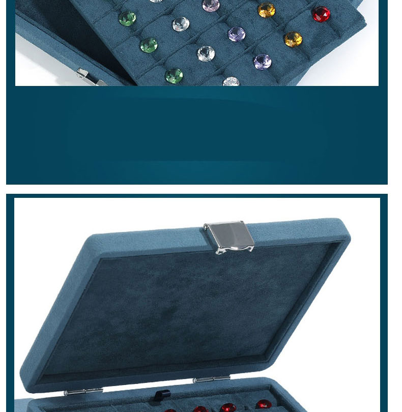 Fashion Blue Microfiber Chain Case Rectangular Snap Jewelry Organizer,Jewelry Packaging & Displays