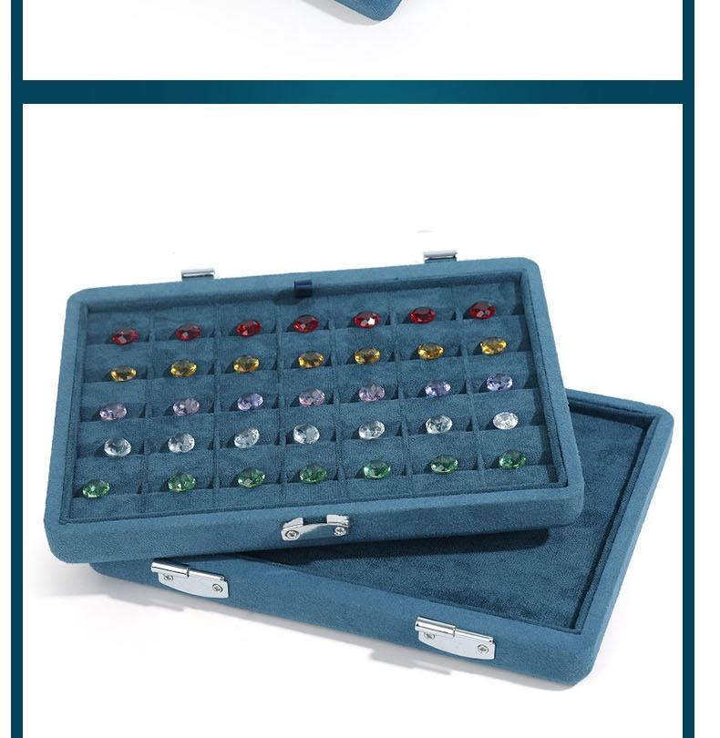 Fashion Blue Microfiber Chain Case Rectangular Snap Jewelry Organizer,Jewelry Packaging & Displays