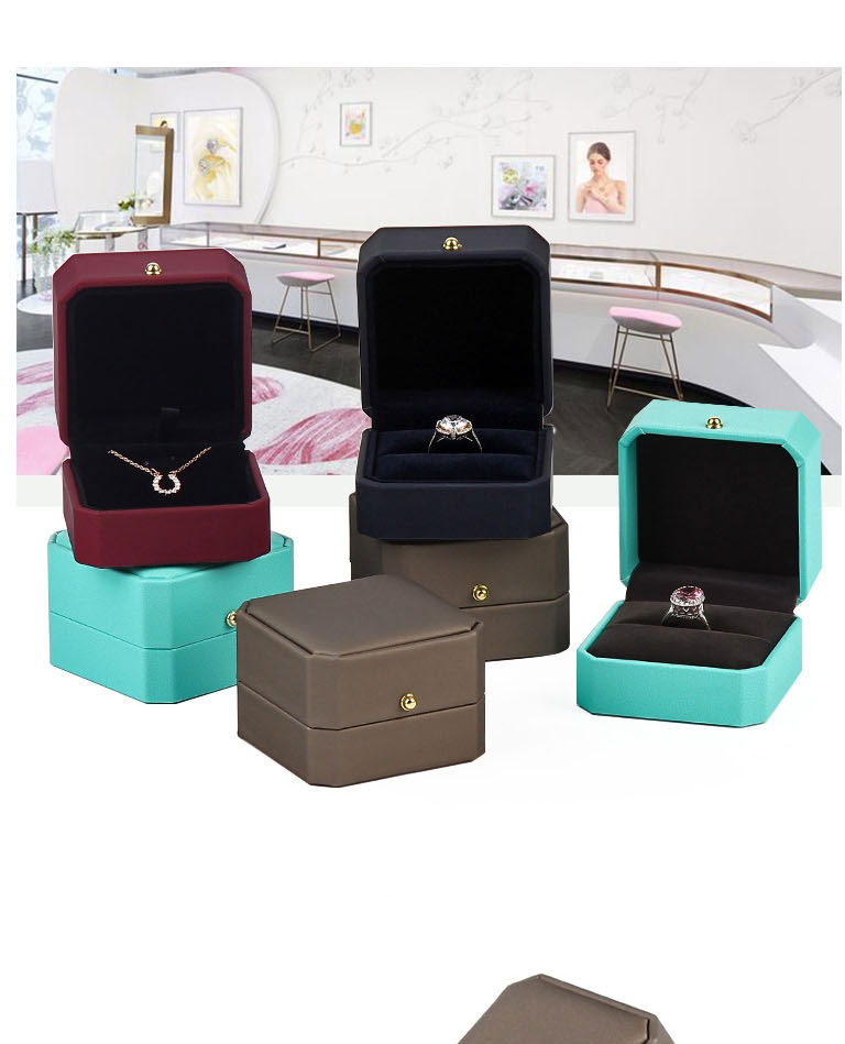 Fashion Dark Blue Pendant Box Pu Leather Buckle Octagonal Jewelry Storage Box,Jewelry Packaging & Displays