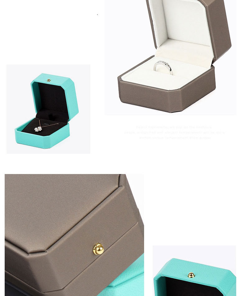 Fashion Dark Blue Pendant Box Pu Leather Buckle Octagonal Jewelry Storage Box,Jewelry Packaging & Displays
