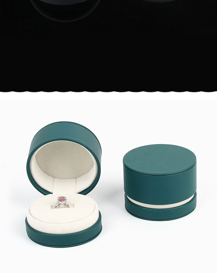 Fashion Ring Pendant Dual-use Box [dark Green] Leather Paper Round Flip Jewelry Storage Box,Jewelry Packaging & Displays