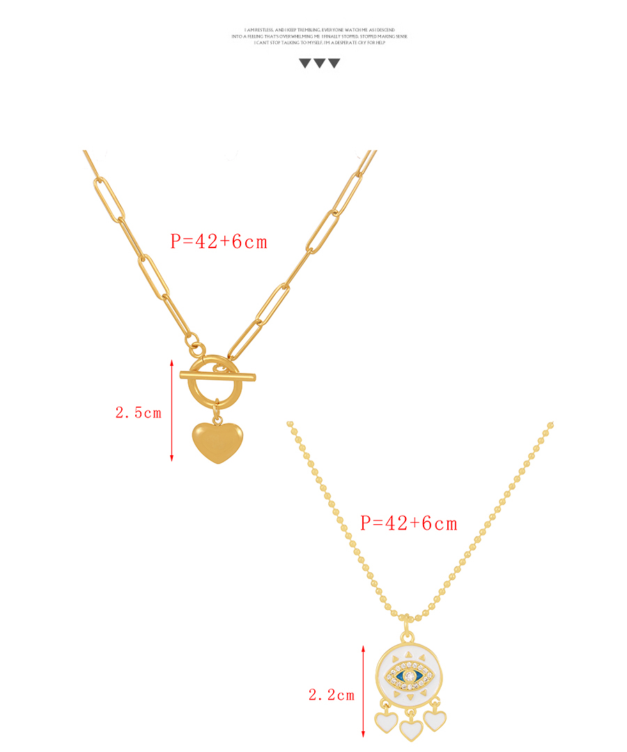 Fashion Gold Bronze Zirconium Drop Oil Love Eye Necklace,Necklaces