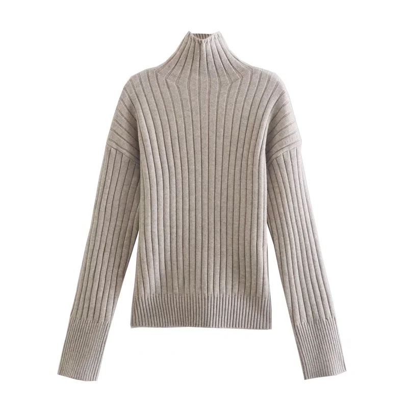 Fashion White Turtleneck Knitted Pullover,Sweater