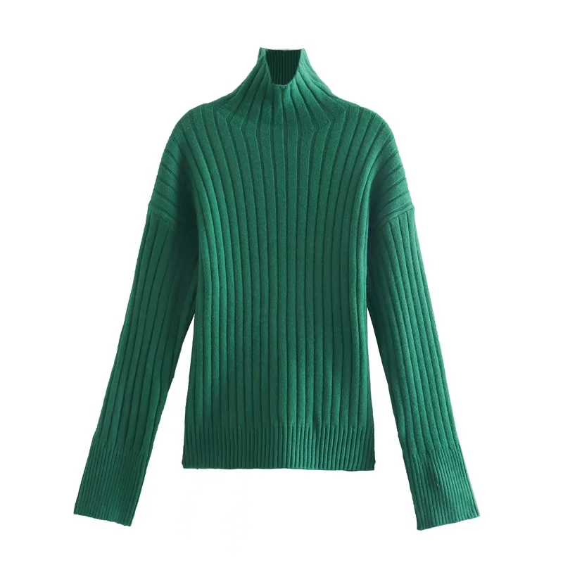 Fashion Blue Turtleneck Knitted Pullover,Sweater