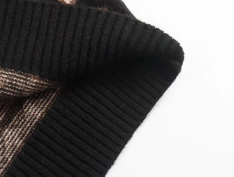 Fashion Brown Little Ant Print Core Yarn Knit Sweater,Sweater